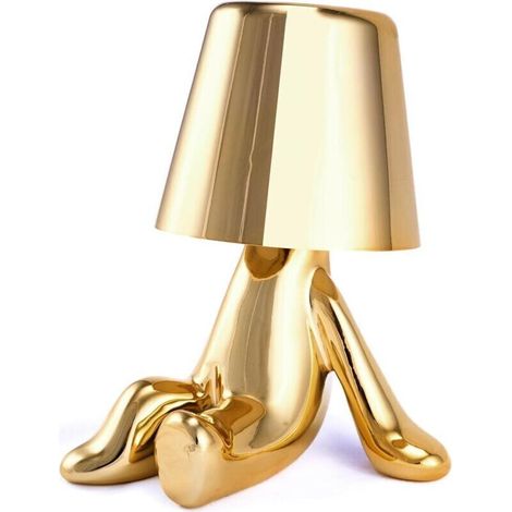 Lampe de Table LED sans Fil Créative Rechargeable à Pile Lampe Portative Réglable en Luminosité Design de Modèle Mignon pour Restaurant Chambre à Coucher Patio Studio Article Noël Doré-D (1/5)