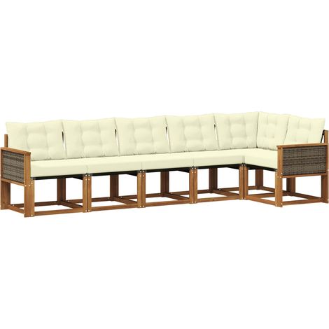 Outdoor Sofa Set with Cushion 6 pcs Natural and Cream vidaXL (1/5)