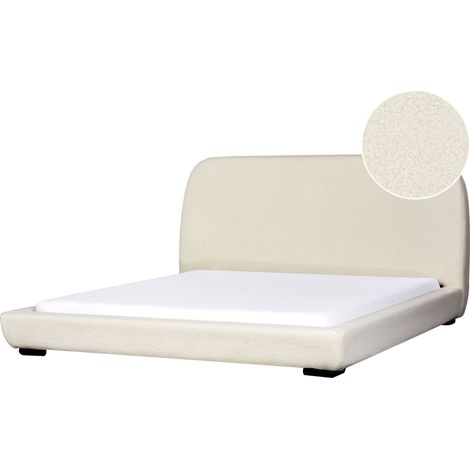Bett mit Lattenrost Bouclé ROISEL 180 x 200 cm Hellbeige