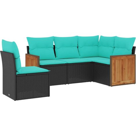 Maison Exclusive - 5-teiliges Gartensofa-Set mit Kissen, schwarze (1/5)