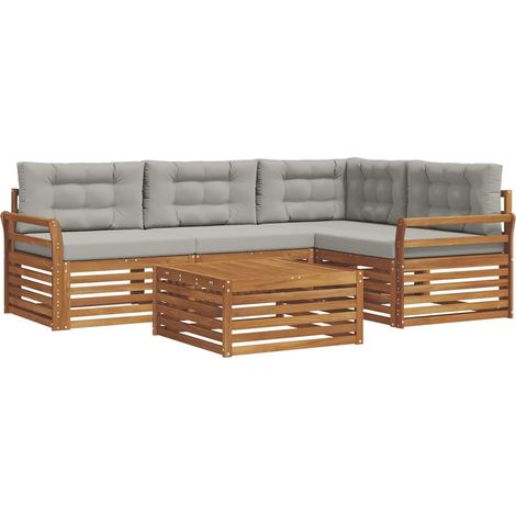 Conjunto de sofás de exterior 5 uds. Gris Natural y Claro vidaXL (1/5)