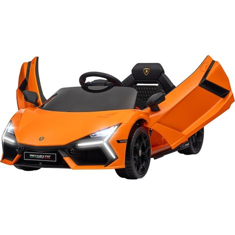 Auto elettrica per bambini 3-5 anni con telecomando, clacson, plastica e metallo, arancione (1/3)