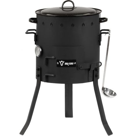 BBQ-Toro Horno de guisos para exteriores Ø 29 cm Cañón de gulasch con olla, parrilla y cucharón