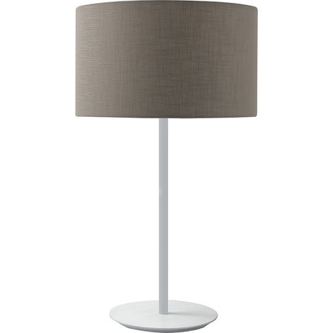 Lampe De Table Vivien Blanche Avec Abat-Jour Cylindrique Gris Tourterelle - Raccordement E27 Ip20 75W - Éclairage D'Intérieur Groupe Rossini (1/5)