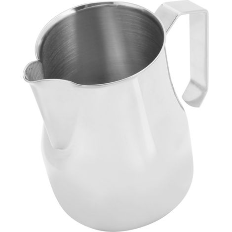 Kaffeekännchen aus Edelstahl mit spitzer Öffnung zum Aufschäumen von Milch und Latte Art, silberfarben, 750 ml (1/5)