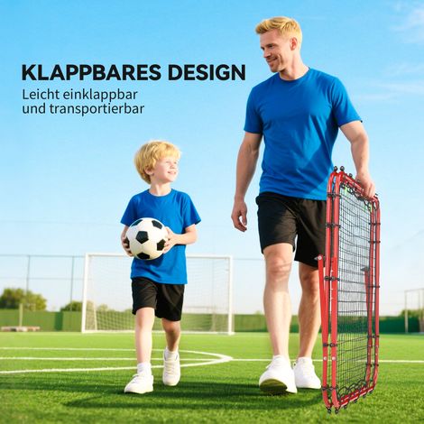 But de football réglable, pliable, cadre métallique, 100 x 68-95 cm, Rouge (1/5)