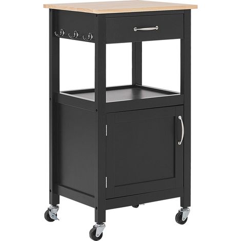 carrello portavivande nero in legno di pino e mdf Siena (1/5)