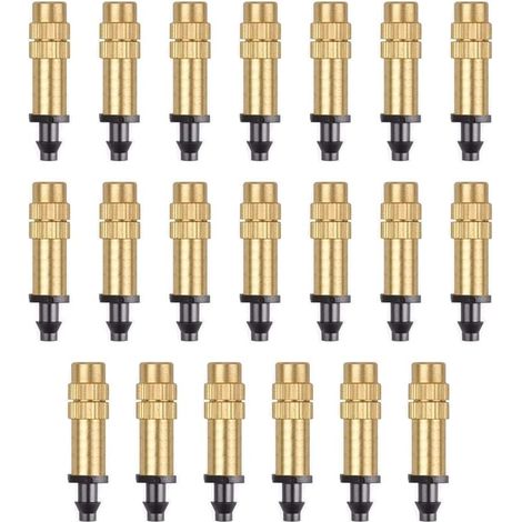 20pcs Adjustable Spray Nozzles Brass Irrigation Sprinklers Atomizer Nozzle Drip Irrigation Brass Nozzle for Greenhouse/Garden/Lawn Watering MUMU (1/4)