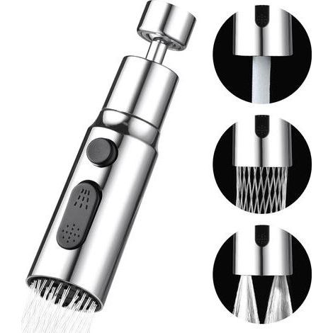 3 Modes Kitchen Sink Sprayer Faucet 360 Degree, Kitchen Faucet Nozzle with Aerator, Kitchen Sink Mixer Tap with Rotating Faucet Head, Universal Swivel Faucet Adapter (1/5)