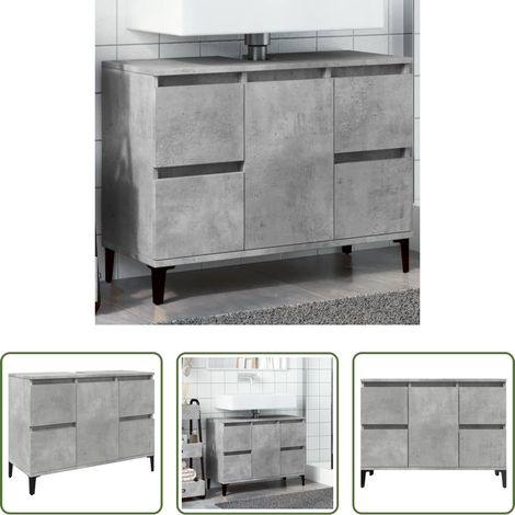 vidaXL Betonfarbe - Waschbeckenunterschrank Betongrau 80x33x60 cm Holzwerkstoff (1/5)