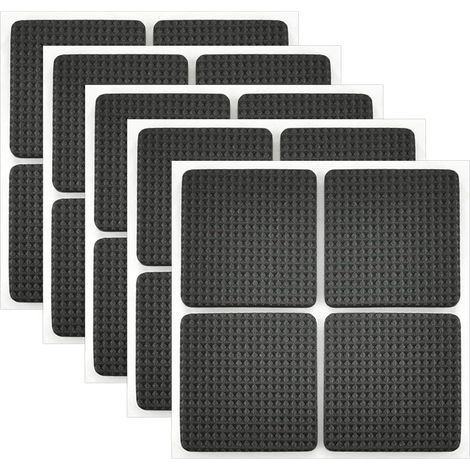 20Pcs tin Antiderant Caoutchouc Tampon Caoutchouc Adhesif tin Feutre Adhésif tin de Meubles Adhésif pour la Protection des Carreaux, Tables, Planchers de Bois 3.8 x 3.8cm (Noir) (1/4)