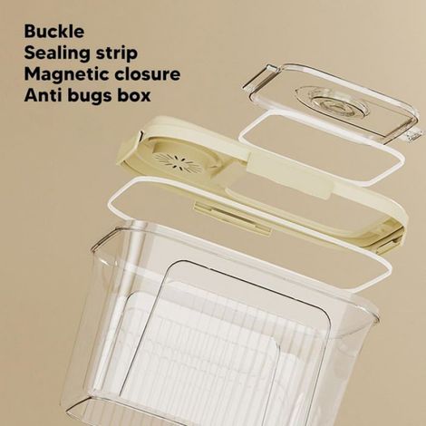 Distributeur de riz, boîte de conservation pour aliments secs avec couvercle, poignée et tasse à mesurer (1/4)