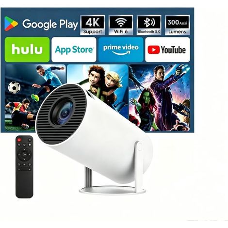 Mini Videoprojecteur avec WiFi 6 & BT 5.0, Portable Projecteur 4K 1080P Supporte, Rotación de 180°, Home & Outdoor Theater, Compatible HDMI/TV Stick/Laptop/Téléphones. (1/5)