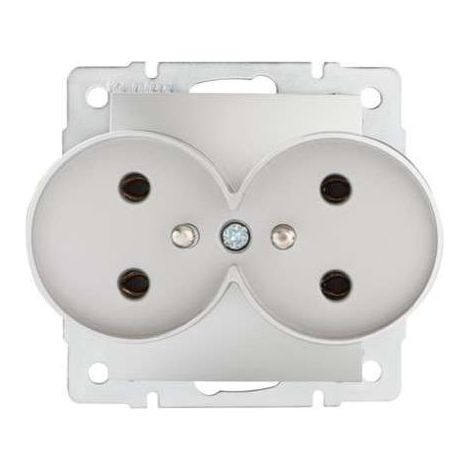 Double prise encastrée avec terre - Type E - Argent - 2x16A - 71x71mm (1/3)