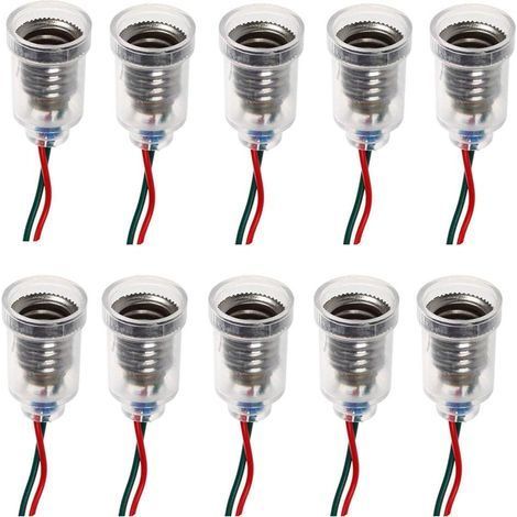 E10 LED-Lampen, Schraubsockel, kleine Kerzenlampen, kleine Lampenfassung, Lampensockel mit Kabel, Fassung für Heimexperimente, Prüfung elektrischer Schaltungen, Beleuchtungszubehör, 20 cm (1/5)