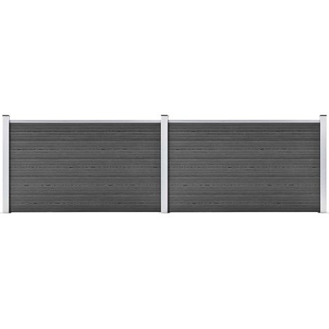 Zaunelement Set WPC 353x105 cm Schwarz