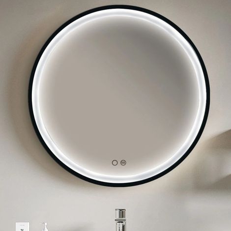 LEDIMEX-  Espejo Baño Redondo 70cm con Led y Antivaho Negro
