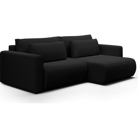 Ecksofa, umkehrbar, 3-Sitzer, Truhe Evy Schwarz