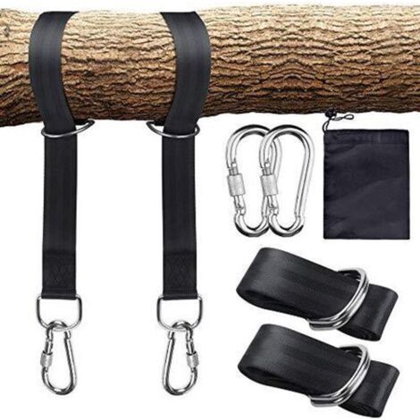 Tree swing strap kit, with two stainless steel carabiners, suitable for tire hangers, porch swings, outdoor swings, and baby swings