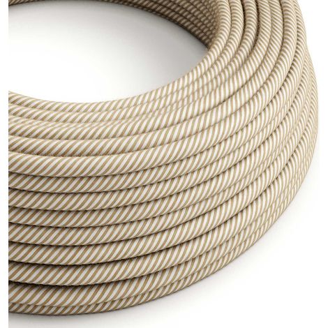 Creative-Cables, cavo elettrico rivestito in tessuto, 2 x 0,75 mm², 50 m, Juta Naturale-Cotone Bianco, rotondo, made in Italy