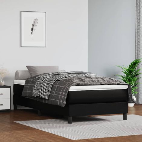 Taschenfederkernmatratze Mittel Schwarz 120x190x20 cm Kunstleder