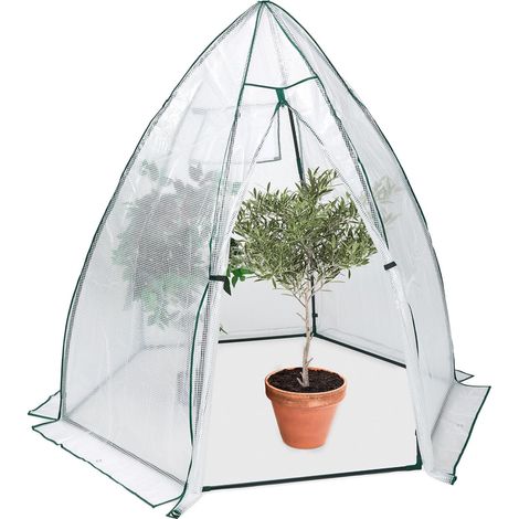 Serre d'hivernage, HLP : 185x180x160 cm, Protection hivernale pour Plantes, avec Porte et fenêtre, Transparent (1/5)