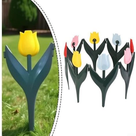 Bordures Jardin Tulipes - Plastique Polypropylène - Pour Allée Pelouse Arbre Piscine - 30 x 15 cm - Lot de 20 Pièces (1/4)