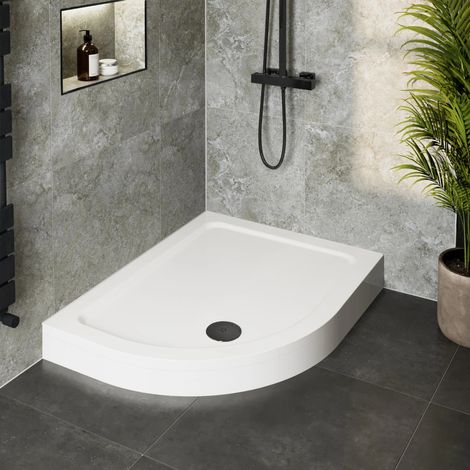 Easy Plumb Offset Quadrant Shower Tray With Black Waste 900 x 760mm LH (1/5)