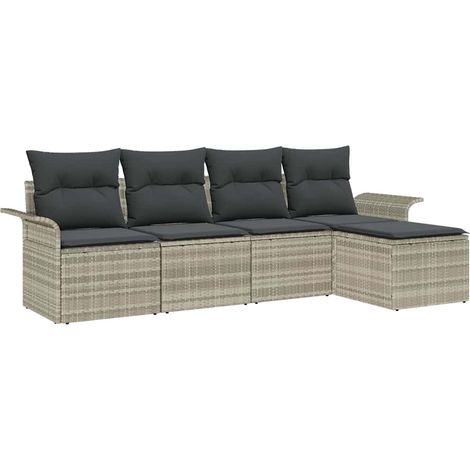 Maison Exclusive - Outdoor-Sofa mit Kissen 5 pcs Hellgrau Poly-Ra