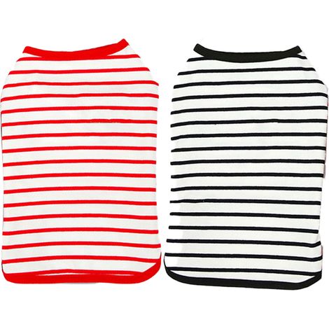 Gilet Pour Chien - Coton Rayé Sans Manches Respirant Été Chiot Chat Taille M Lot De 2 (1/5)