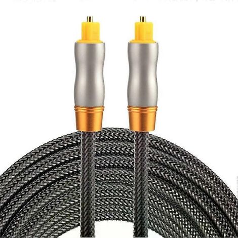 Câble optique numérique Toslink - 3 m, diamètre extérieur 6 mm, connecteur métallique plaqué or (1/5)