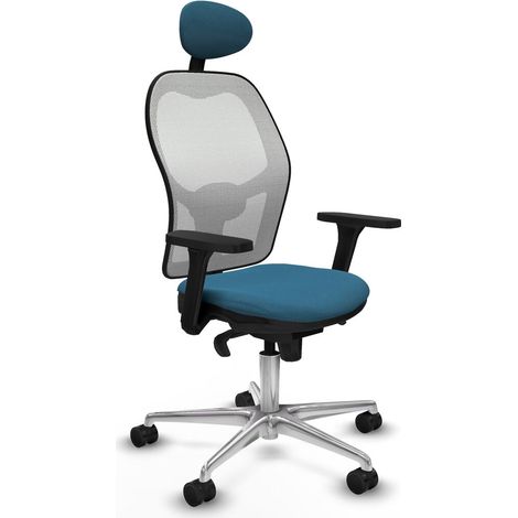 Sedia Ufficio con Poggiatesta Piqueras y Crespo 3D086N1 Bianco Verde petrolio (1/5)