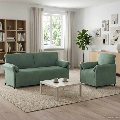vidaXL Ensemble de Canapés 2 pc Vert Mer Velours (1/5)