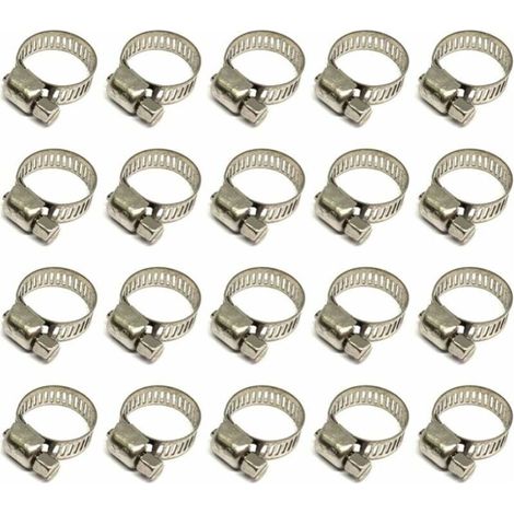 20 Pièces Collier De Serrage Tuyau, Collier De Serrage Tuyau Réglable 12-20mm, 304 Collier De Serrage Inox, Collier Serrage Métallique, Pour Tuyau, Home Gaz, Famille Tuyau D'eau, Câble, (1/4)