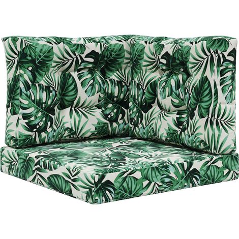 Coussin de canapé d'extérieur 3 pcs Motif feuille Polyester