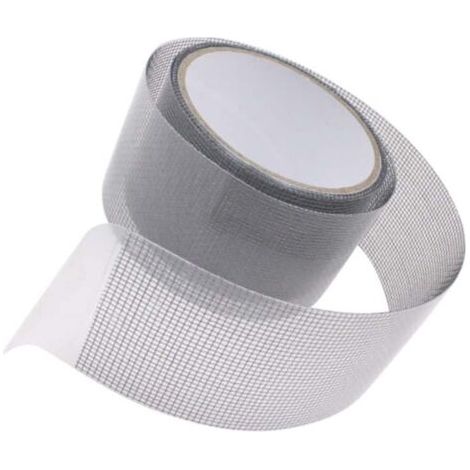 BUNTHAUS 1 rouleau de ruban adhésif pour moustiquaire, colle de réparation d'écran, ruban adhésif simple face en maille, colle transparente grise, 5 cm de large TONCHEAN