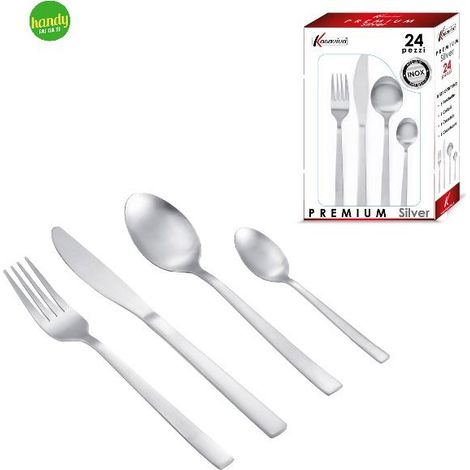 Set posate premium silver 24 pezzi Kasaviva