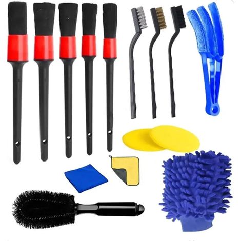Set mit 15 Reinigungswerkzeugen für Lüftungsschlitze und schwer zugängliche Stellen im Auto. Präzisionsbürsten und Bürsten für schwer erreichbare Bereiche.