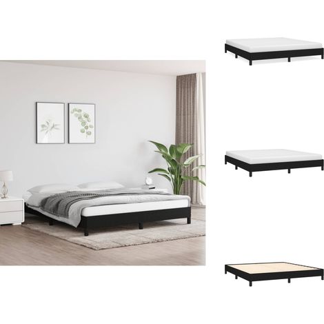 Cadre de lit sans matelas noir 160x200 cm tissu - Cadre De Lit - Lit Double - Literie - Meuble Chambre - Chambre Adulte (1/5)