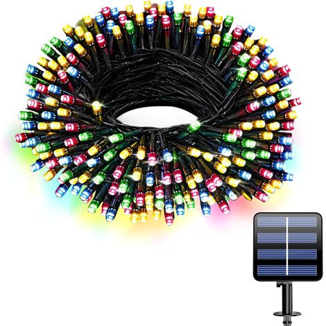 Guirlande lumineuse solaire 12 m - 100 LED, étanche IP65, 8 modes, parfaite pour jardin, balcon, fête et mariage,Coloré (1/5)