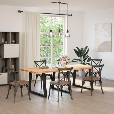 Maison Exclusive - Esstisch Beine V-Form 3 Stück Schwarz 100x(72-