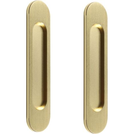 Poignée de porte coulissante ovale autocollante, sans poinçon, adaptée aux portes de grange coulissantes, fenêtres, placards (18 cm Or brossé) (1/5)