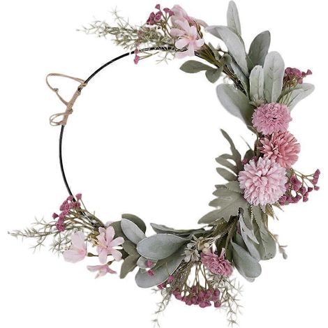 Couronne de Noël décorative pour porte d'entrée, pendentif délicat rose 41x32cm, 1 pièce (1/5)