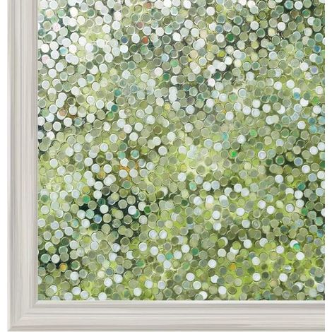 Pellicola adesiva statica per finestre，pellicola decorativa riutilizzabile per la privacy，motivo a cerchi multicolore per casa，45x300 cm (1/5)