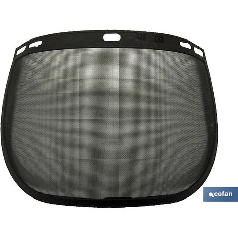 Pantalla con protección facial de rejilla EN1731 31x20cm fabricada en acero inoxidable y plástico color negro (1/4)
