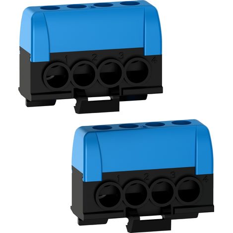 Lot de 2 borniers neutre 2 x bleu 4 trous 16mm2 RESI9 R9H13405N