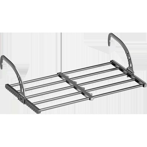 Séchoir à Linge Balcon/Radiateur/Mural, Télescopique Sèche Linge Suspendu (Longueur: 50-80 cm), Etendoir Chaussette Coupe-Vent Inclus. (1/5)