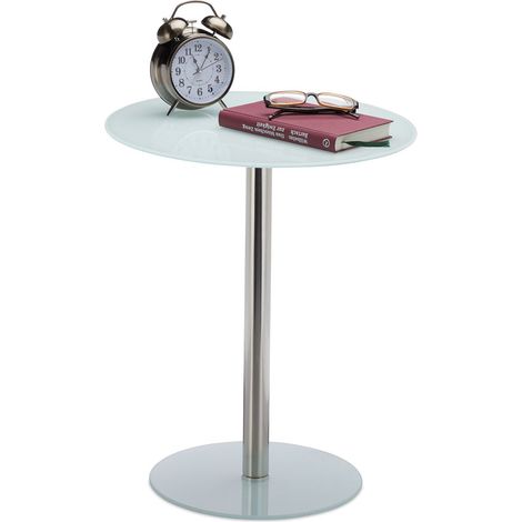 Mesa auxiliar de cristal y acero inoxidable