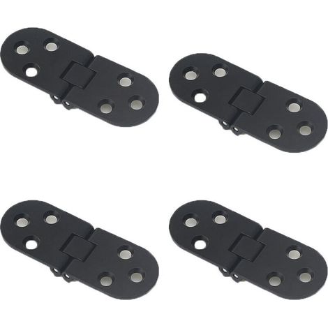 4pcs Folding Table Hinges Zinc Alloy Cabinet Door Hinges, Black, Round Edge Furniture Door Hinges with Screws, Suitable for Tables, Office Furniture (1/4)