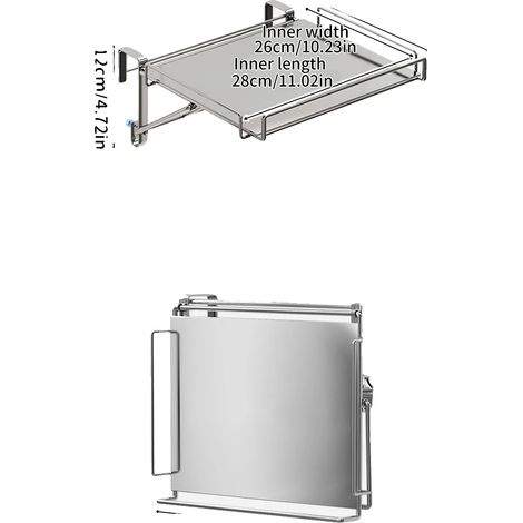 Estantería de cocina plegable con base ajustable, color gris plata. (1/2)